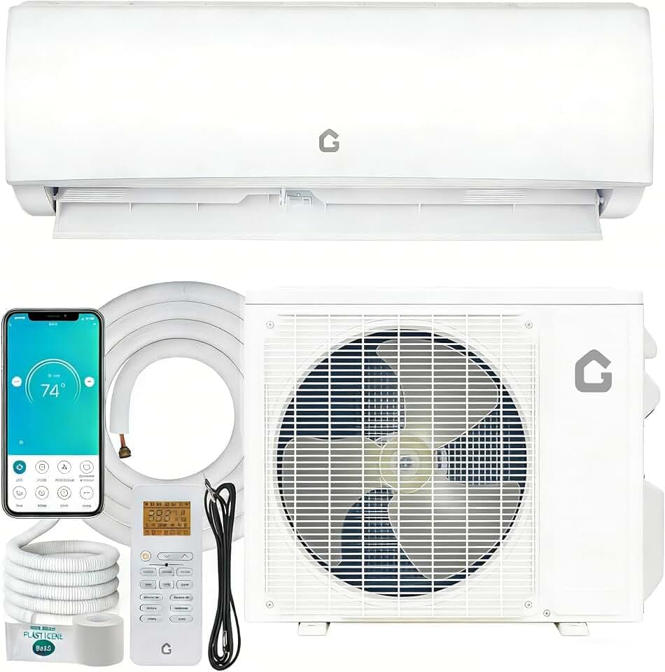 Garvee 11500 BTU Mini Split AC/Heating System, 115V WIFI Enabled Energy Efficient Mini Split Unit,Wall-Mounted Split Air Conditioner,Cools Up to 750 Sq.Ft, Heat Pump & Installation Kits