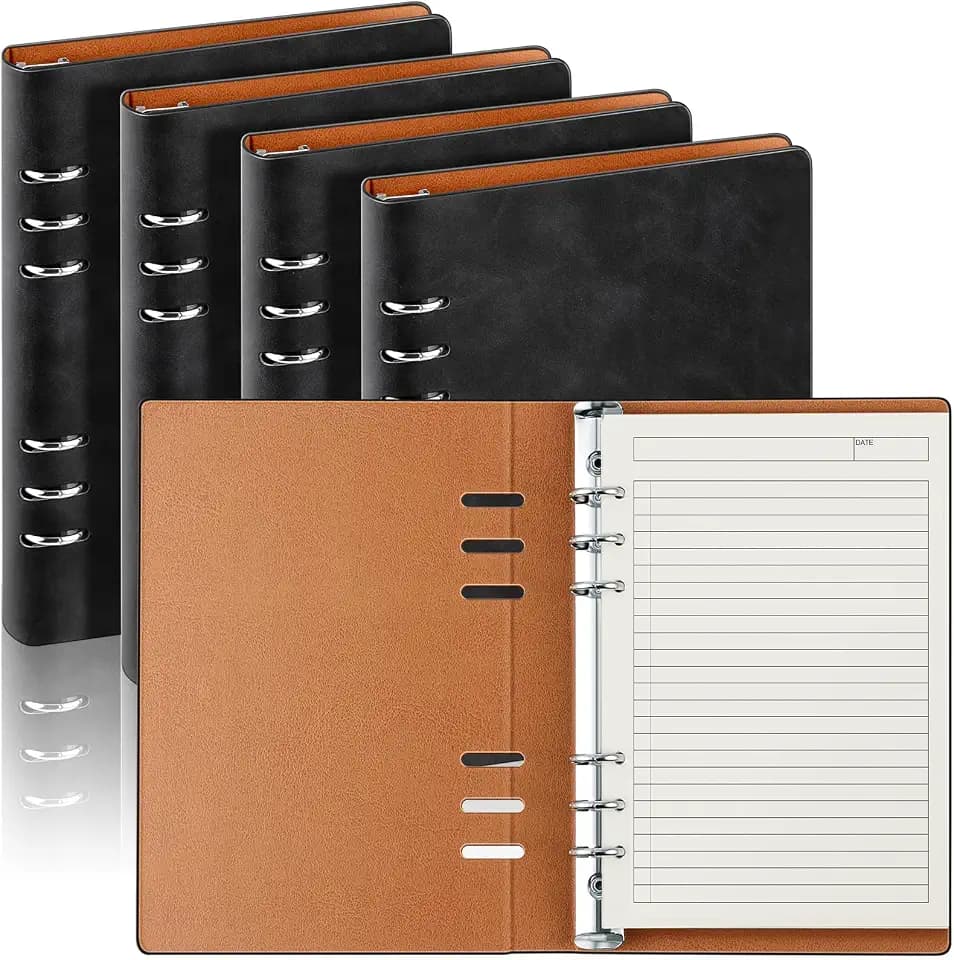 Henoyso 4 Pcs A5 Binder 6 Ring Notebook, Refillable Planner Binder