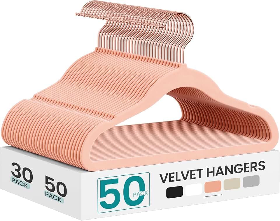 SONGMICS 50er Set Kinderkleiderbügel, Samt, platzsparend, rutschfest