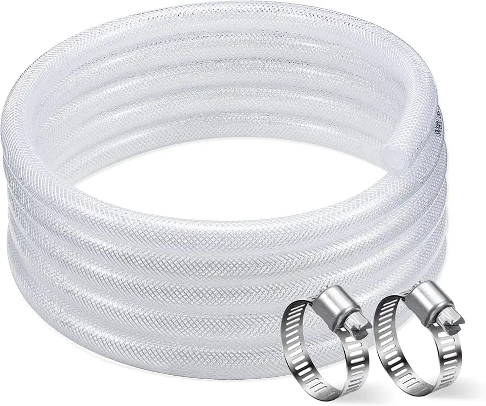 DAVCO 1" ID × 10ft Heavy Duty Braided Clear Plastic Vinyl Tubing & Clamp