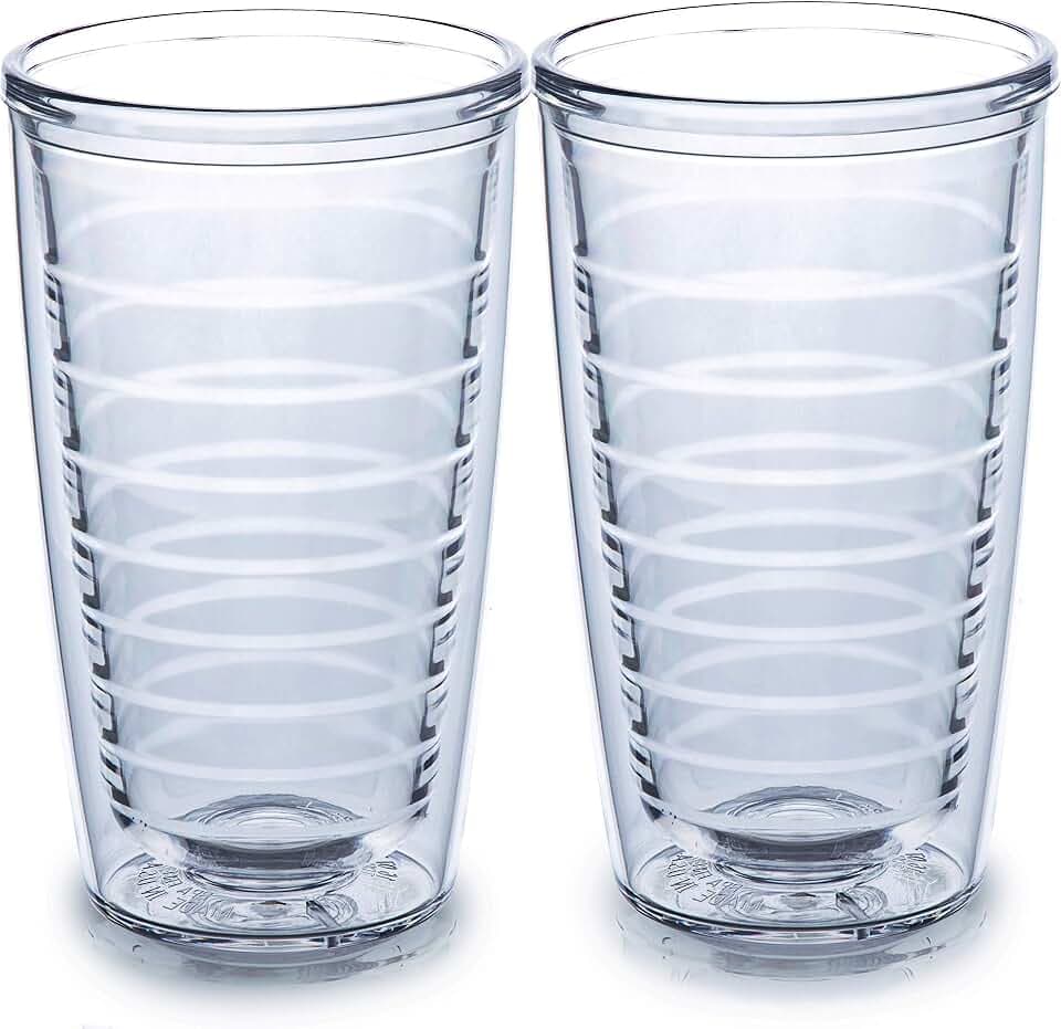 Insulated Drinking Glasses 16oz 2-pack - Great for Iced Coffee & Hot Drinks