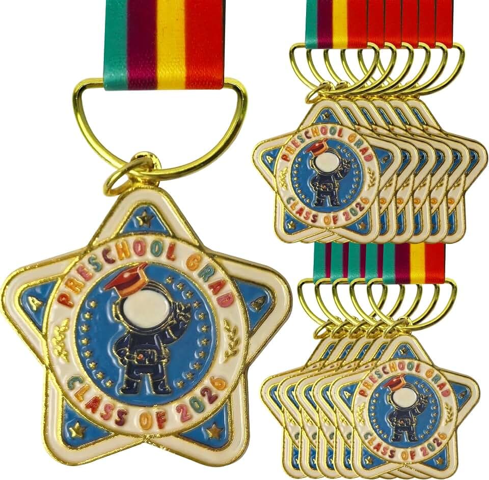 KatchOn Preschool Graduation Medals – Pack of 12 | Kindergarten Graduation Medals with Neck Ribbon, Pre-K Graduation Party Favors | Preschool Graduation Decorations 2026, PreK Graduation Decorations