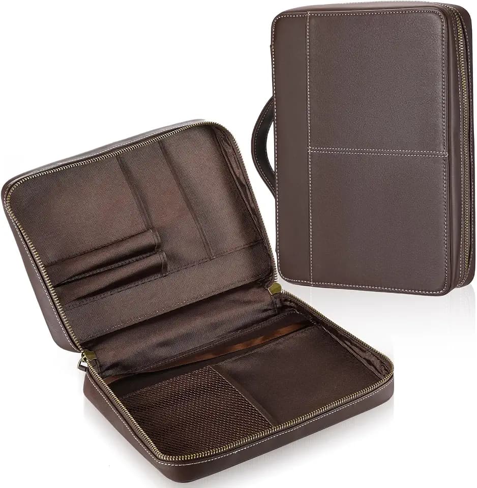 Leather Bible Cover for Men, Dark Brown, Large, Classic