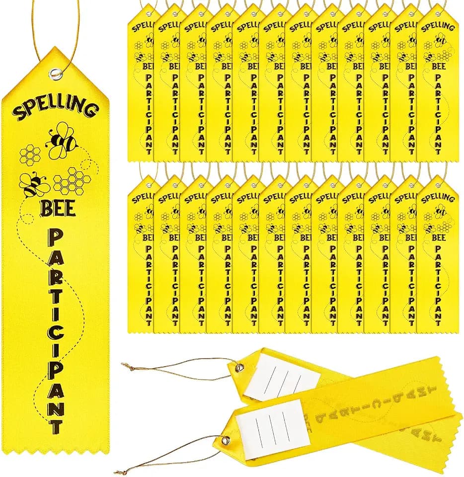 Glenmal 25 Pcs Spelling Bee Participant Award Ribbons Bulk, 2 x 8 Inch