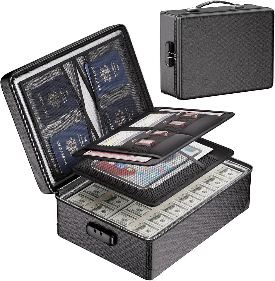 DocSafe Fireproof Document Box with Lock - 12 Layers Heat Insulated, Black