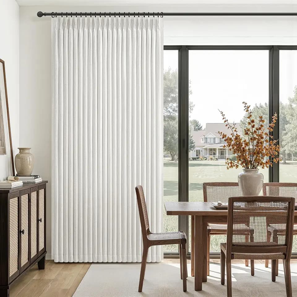 70 Inch Extra Wide Ecru Beige White Blackout Curtains 96 Inch Long for Living Room/Patio Door,Pinch Pleated Memory Trained 66 Inch Windows Drapes Heavy Duty Linen Large Aesthetic Country,1 Panel