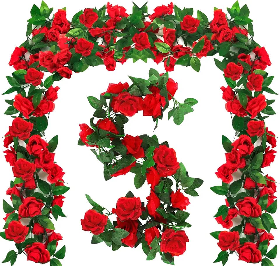 Derby Day Decorations, 14.8FT Roses Derby Party Supplies Fake Flowers Plants, Derby Roses Artificial Flower Hanging Kentucky Rose Home Party Garden Craft Art Photo Backdrop Decorations