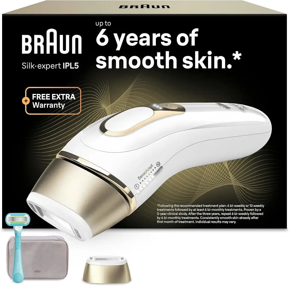 Braun Silk·expert Pro 5, IPL Geräte Haarentfernung, PL5110, Weiß/Gold