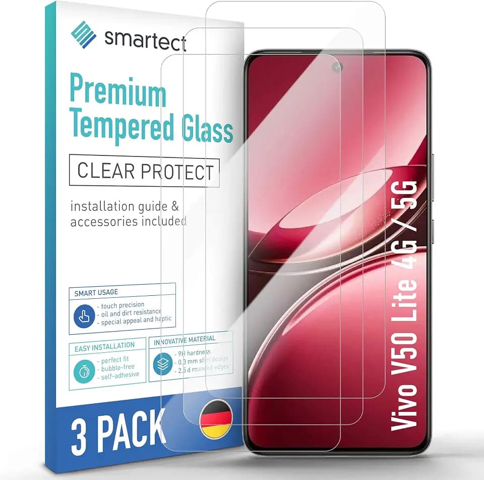 smartect Schutzglas 3 Stück für Vivo V50 Lite 4G / 5G