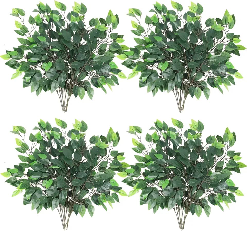 24PCS Artificial Ficus Leaves Branches, 24.04 Inch Faux Ficus Tree Branches
