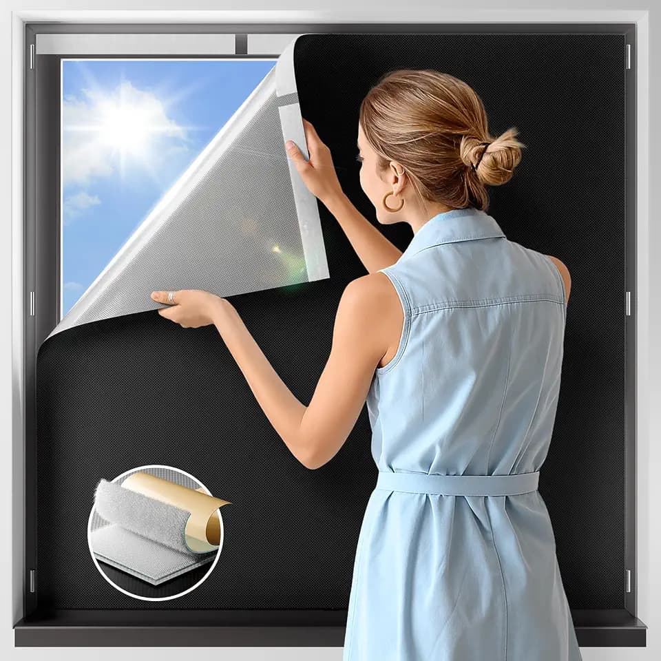NIGHTON 100% Blackout Window Cover 31" W x 42" L,No Drill Black Out Blinds