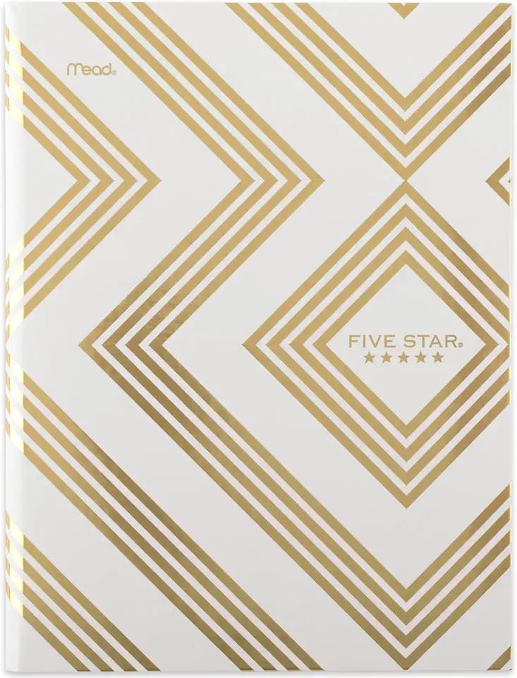 Five Star Composition Book, College Ruled Paper, 7-1/2" x 9-3/4", 150 Sheets, Hardcover, Metallic Gold Geo (850165F-ECM)