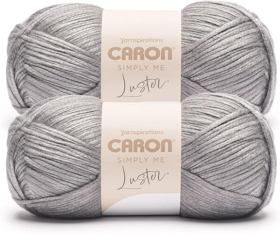 Caron Simply Me Luster Yarn for Crocheting Soft, Pewter, 2-Pack