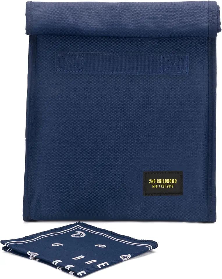 2nd Childhood Insulated Lunch Bag for Men, Durable & Reusable, Blue