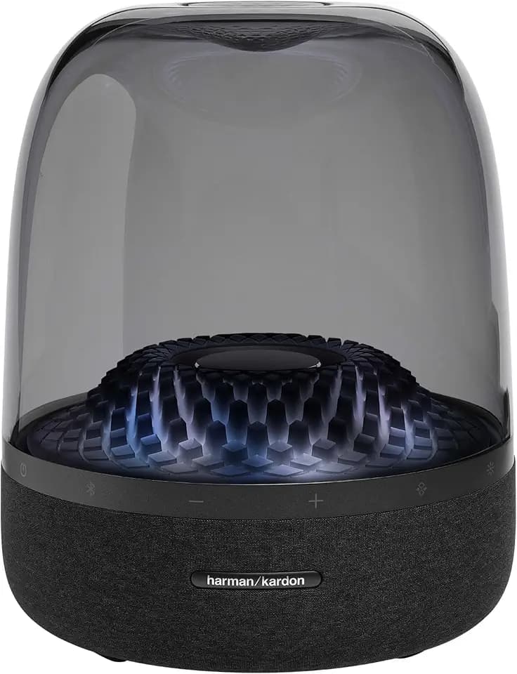 Harman Kardon Aura Bluetooth Box in Schwarz – Tragbarer Bluetooth Lautsprecher mit 360-Grad-Klang