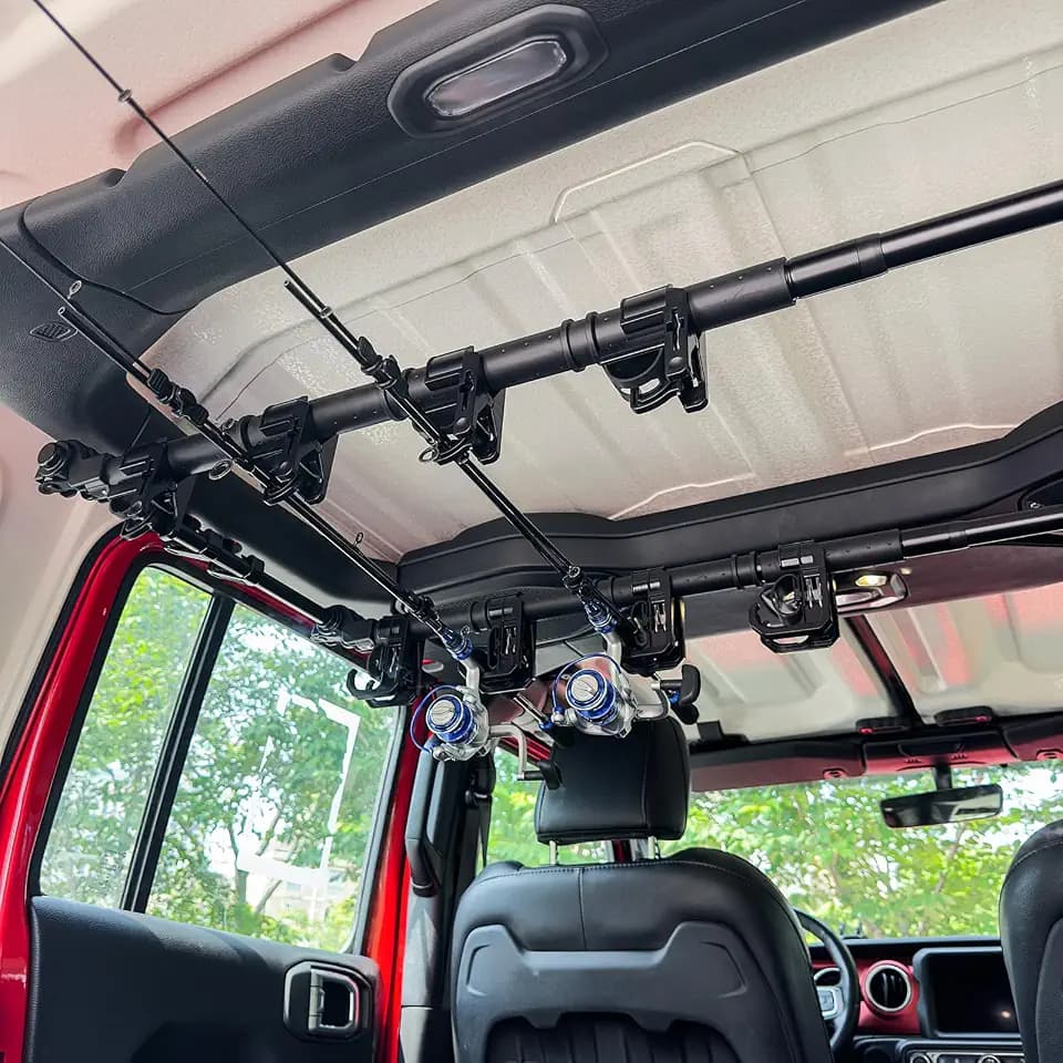LITTLEMOLE Fishing Rod Holder Compatible with 4-Door Wrangler JL 2018-2026