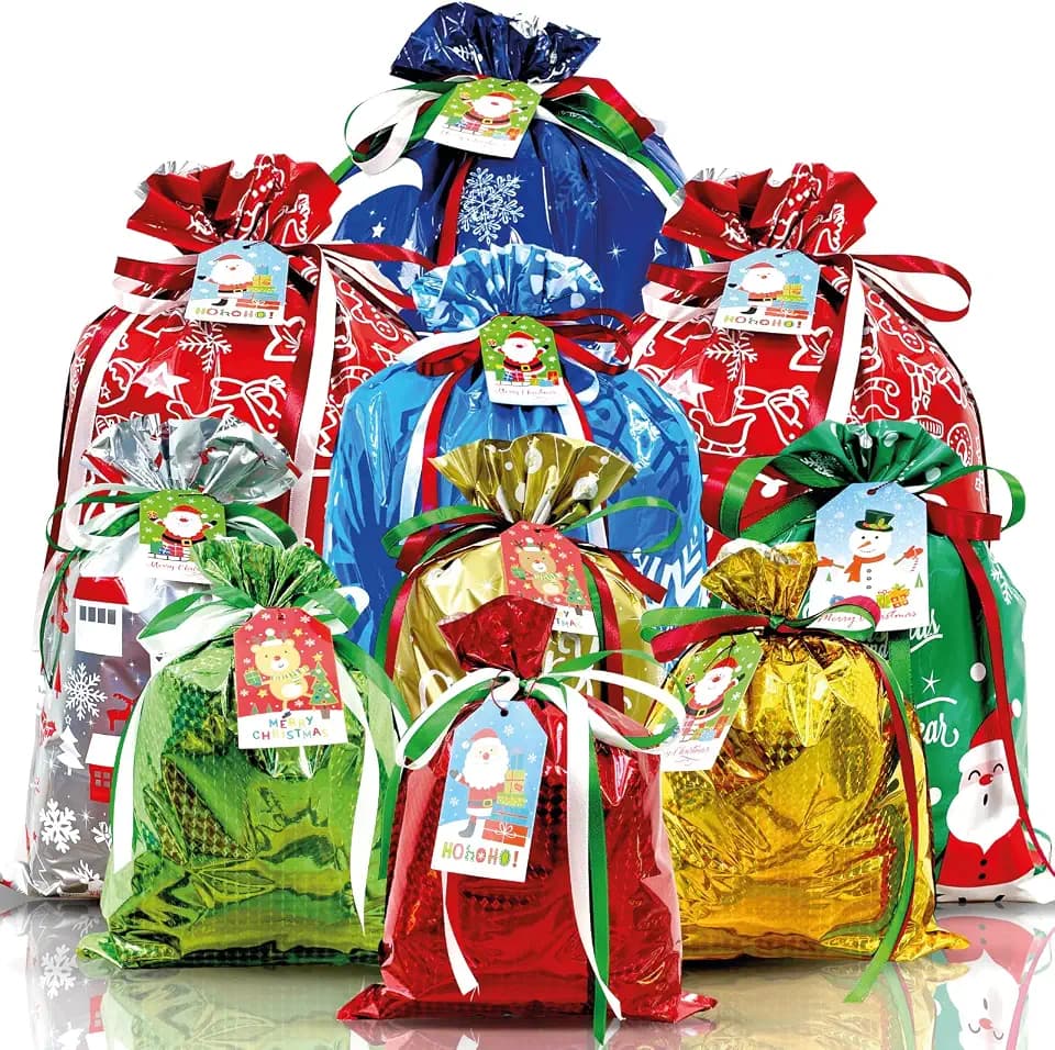 Diamerd 38PC Christmas Gift Bags Assorted Sizes Small/Medium/Large