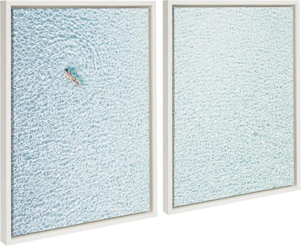Kate and Laurel Sylvie Woman Floating I and II Framed Canvas Wall Art by Amy Peterson Art Studio, 2 Piece 18x24 White, Calming Colorful Wall Décor For Living Room, Bedroom, Office, Or Entryway