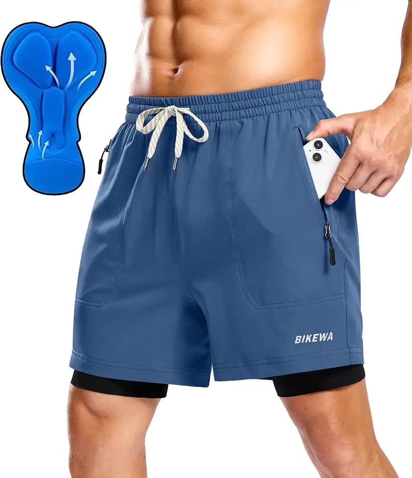 Bikewa Men's Mountain Bike Shorts 4D Padded Loose-fit Cycling Biking Bicycle Riding Biker Shorts for Men Zipper Pockets