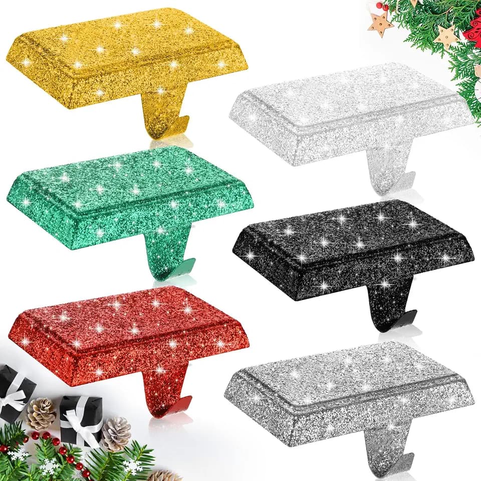 Huwena Metal Christmas Stocking Holders Shiny, Stylish, Multicolor, 6 Pcs