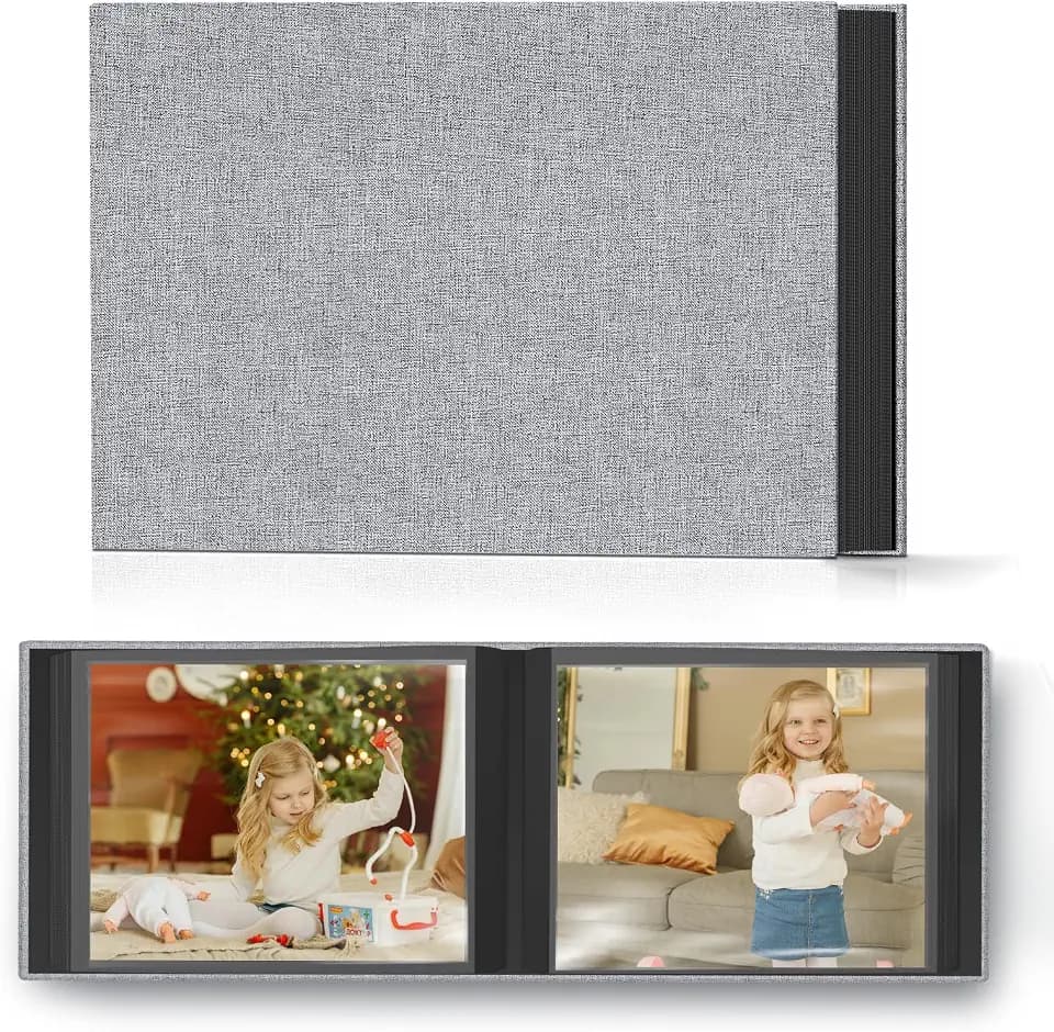 Popotop Photo Album 4x6 48 Pockets for Wedding Gifts,Linen Hardcover Picture Albums for Family Anniversary Baby Vacation Pictures
