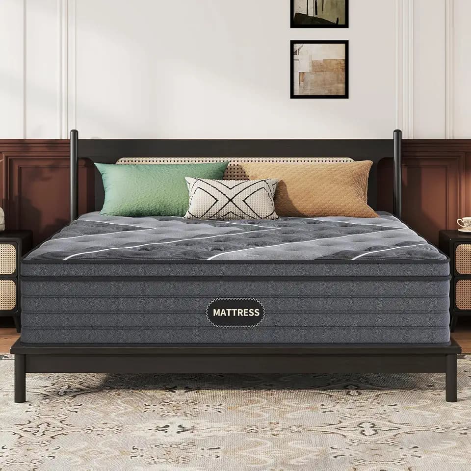 Twin Size Mattress, 10 Inch Hybrid Mattress in a Box, Memory Foam Mattress with Pocket Spring for Pressure Relief, Ergonomic Support & Motion Isolation, Medium Firm