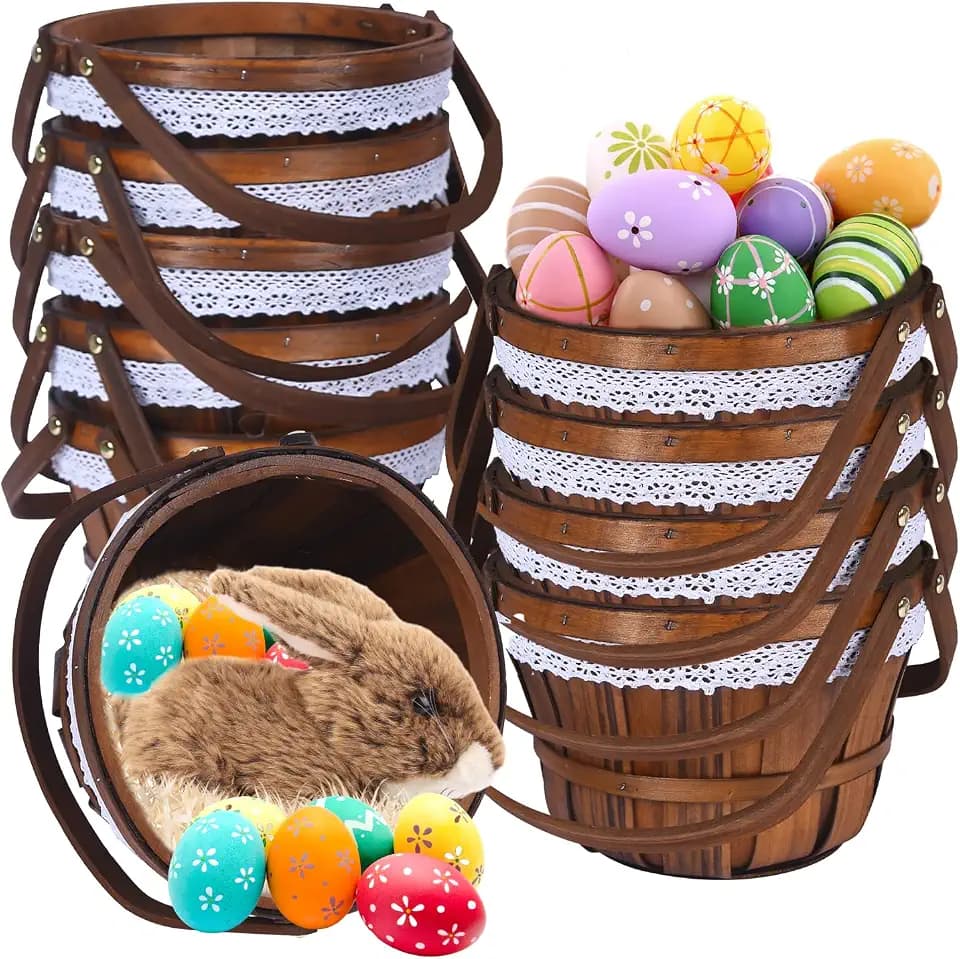 Wooden Baskets 10" x 6.5", 10 Pack Brown Apple Harvest Baskets