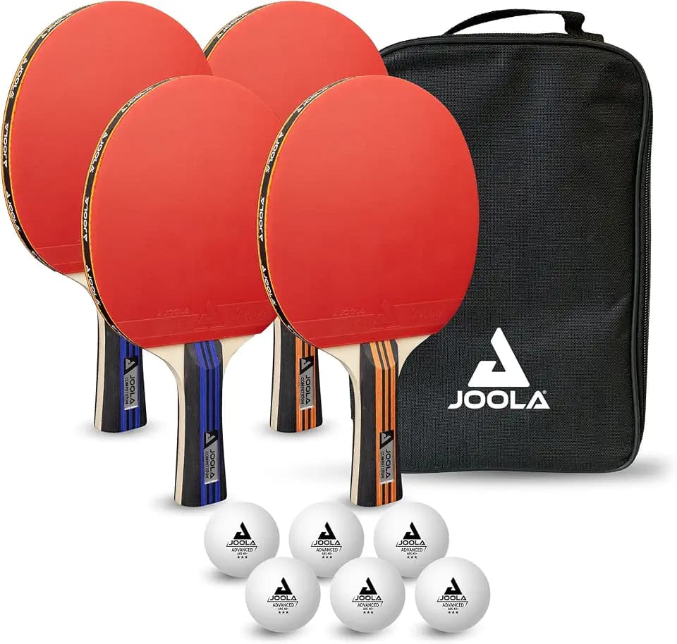 JOOLA Advanced Premium Ping Pong Paddles Set of 4 - Professional Table Tennis Paddles, 6 Advanced Training 3 Star Ping Pong Balls, and Carrying Case - Tournament Level - Indoor and Outdoor Compatible