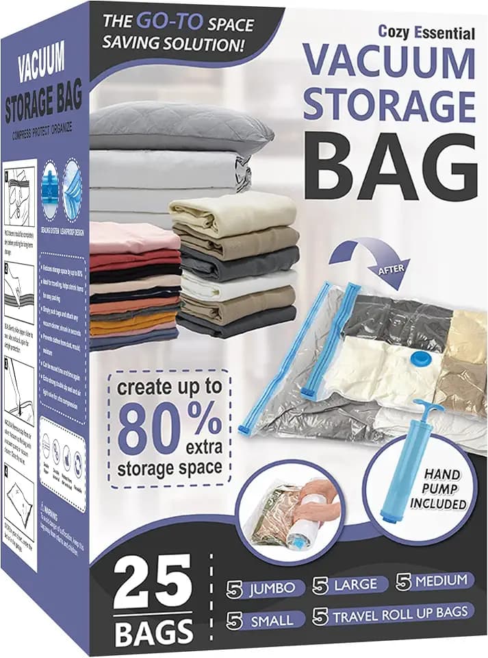 Vacuum Storage Bags with Hand Pump, Vacuum Seal Space Saver Bags,25 Combo