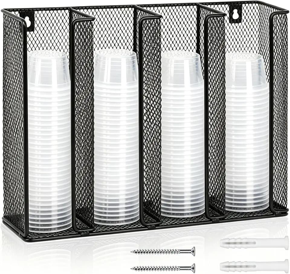 4 Grid Black Wall Mount Portion Sauce Cup Lid Organizer