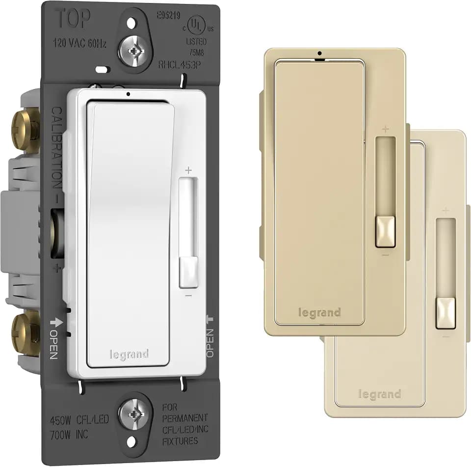 Legrand Radiant 450W LED Dimmer Light Switch 3-Way Rocker Tri-Color 1-Pack