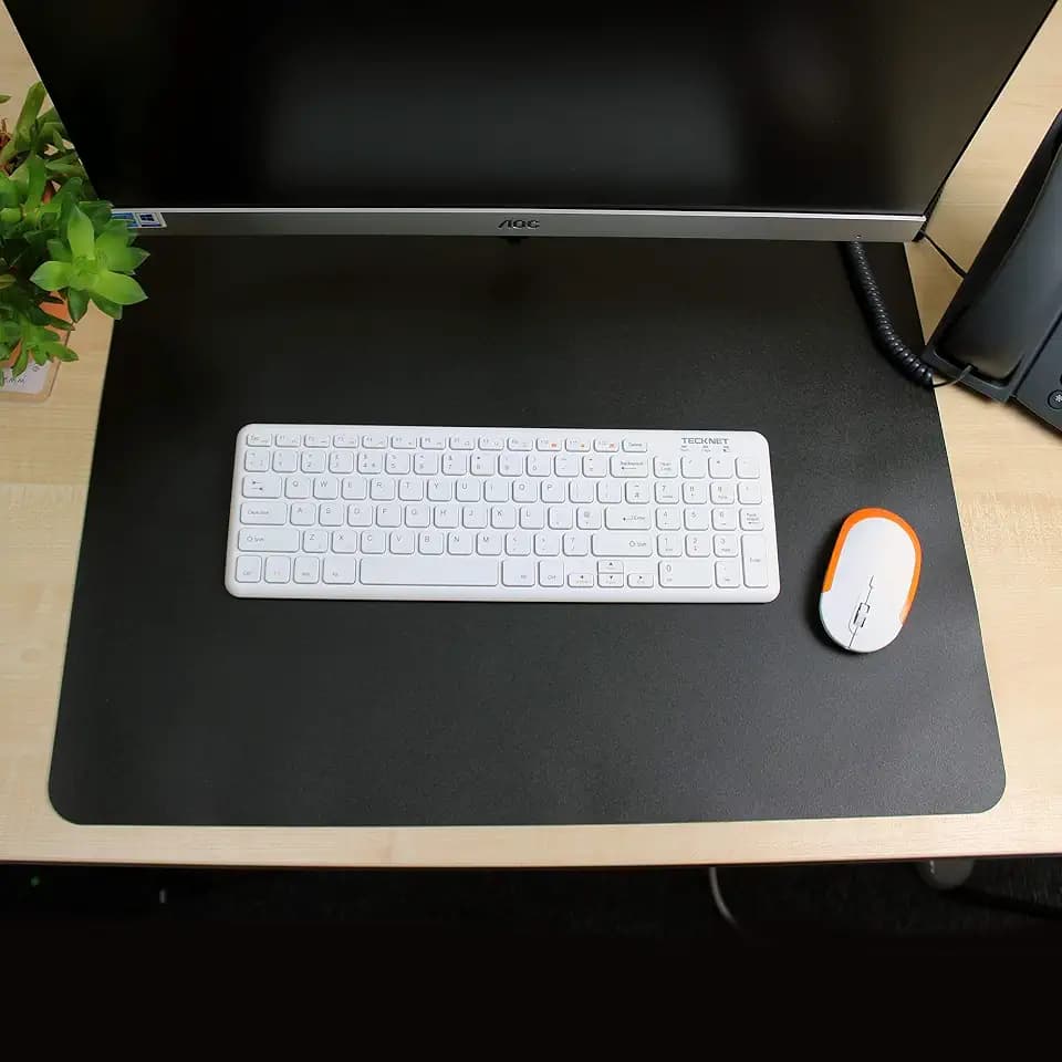 Floortex® Desktex® Black Vinyl, Rectangular Desk Pad - 19" x 24"