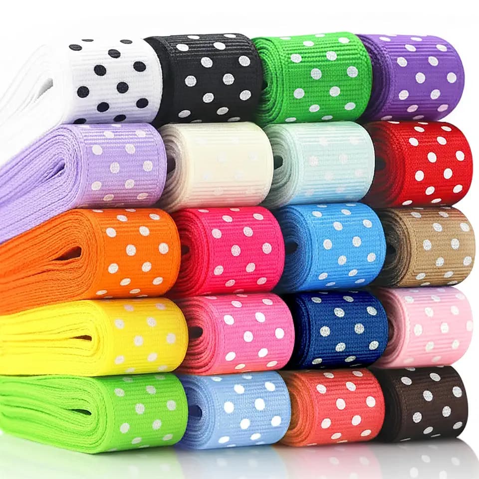 QingHan Polka Dot Grosgrain Ribbon: 5/8 inch 40 Yards (20colors x 2yards)