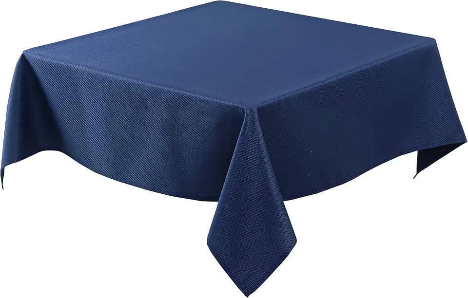 Textured Square Tablecloth-Fabric Spillproof Card Table Cloths-Navy 70x70"
