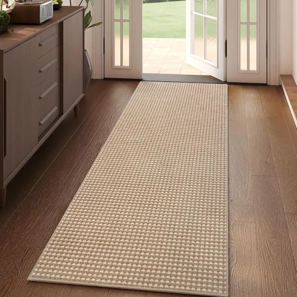 YDKGL Hallway Runner Rug Woven Washable Long Kitchen Runner Brown 2x5 ft