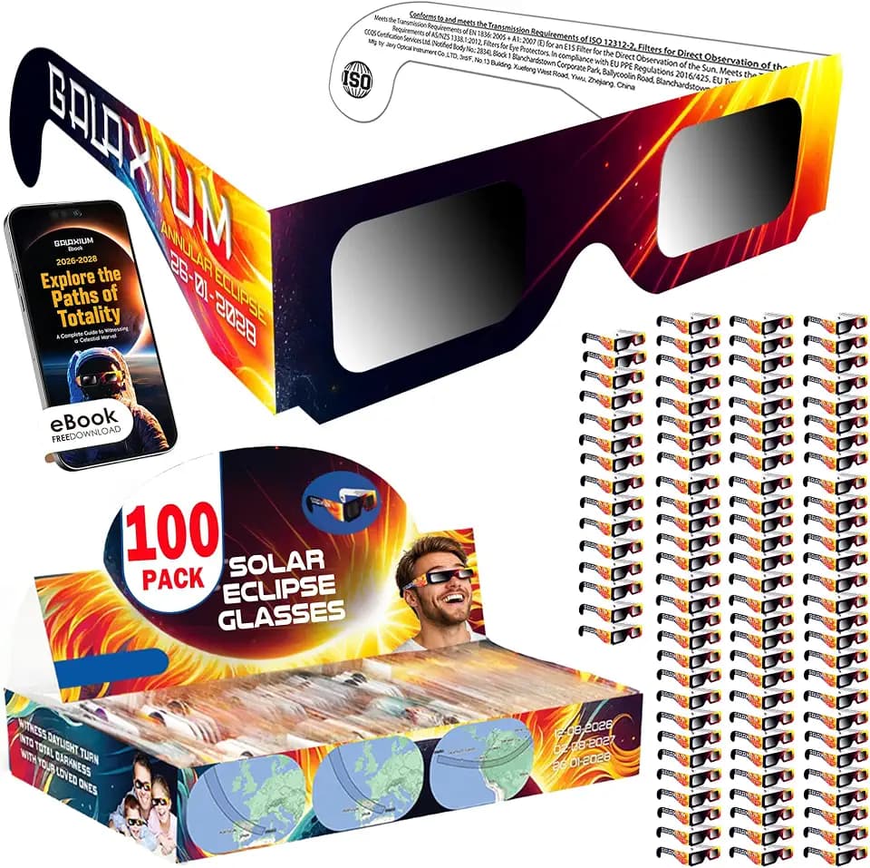 Galaxium 6/12/25/50/100 Pack Solar Eclipse Glasses 2026 ISO 12312-2