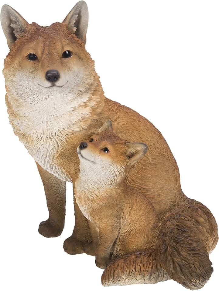 HI-LINE Gift Ltd. Mother & Baby Fox Sitting, Brown