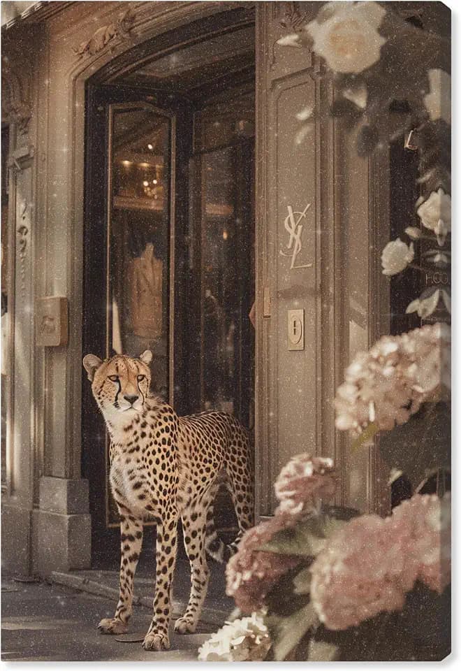 Art Remedy Cheetah at the Store Canvas Fashion Designer Wall Art, Gallery Wrapped, 16" x 24"