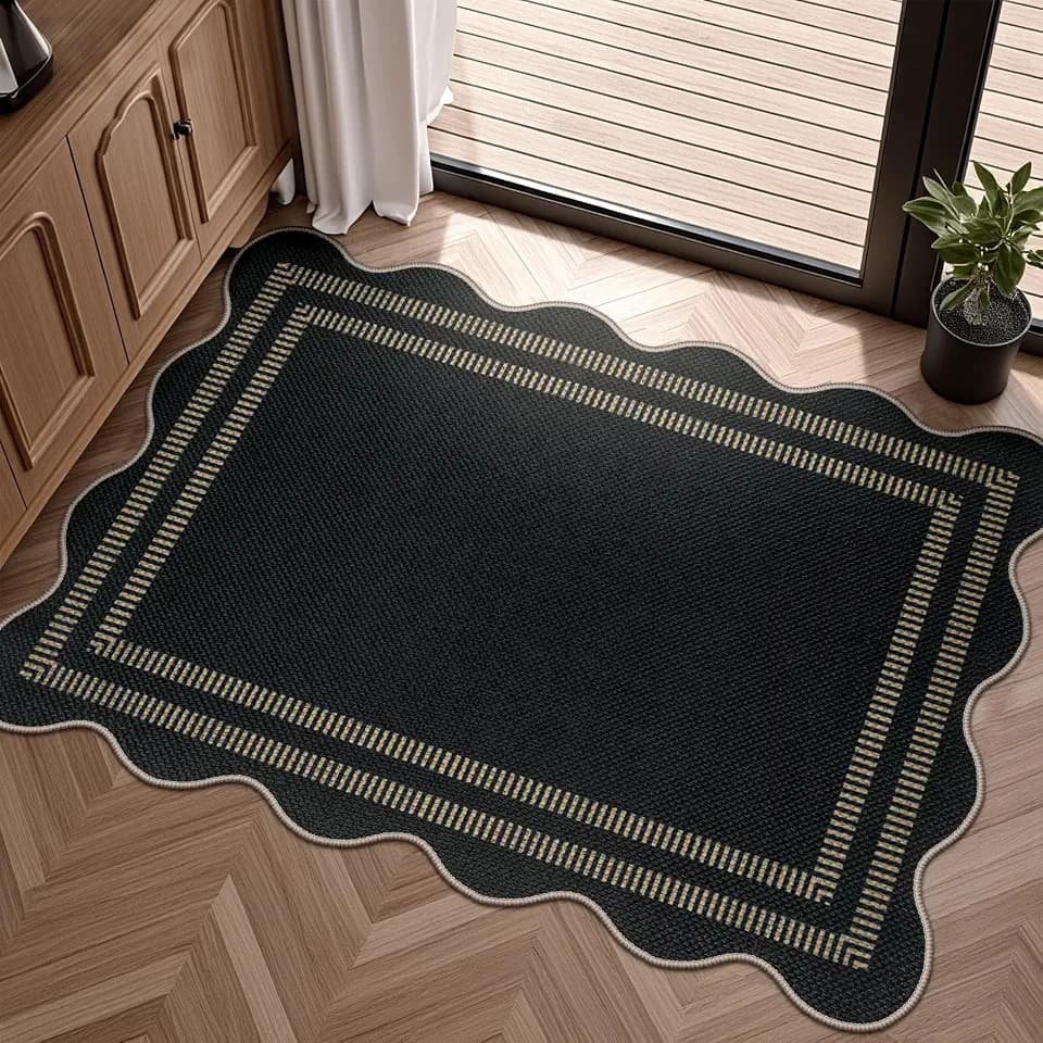 Easy Jute Outdoor Mats for Front Door, 2x3 Small Washable Kitchen Rugs, Farmhouse Black Throw Rug Non Slip Indoor Outdoor Carpet for Porch Entryway Foyer
