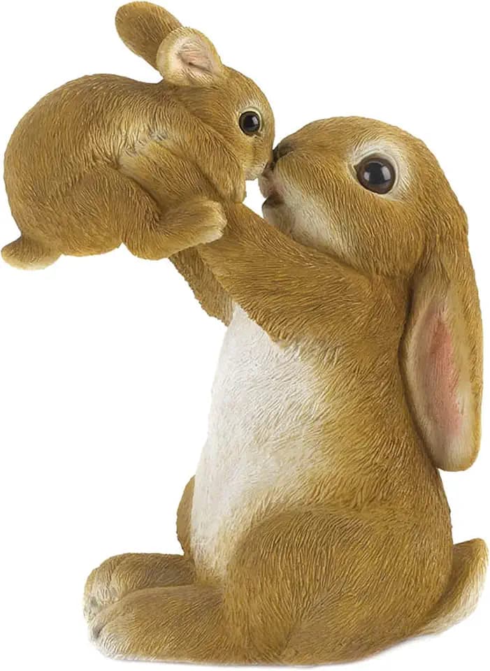 Zingz & Thingz Outdoor Garden Cottage Core Collection Miniature Sculpture, 6.5x4x8, Playful Mom & Baby Rabbit