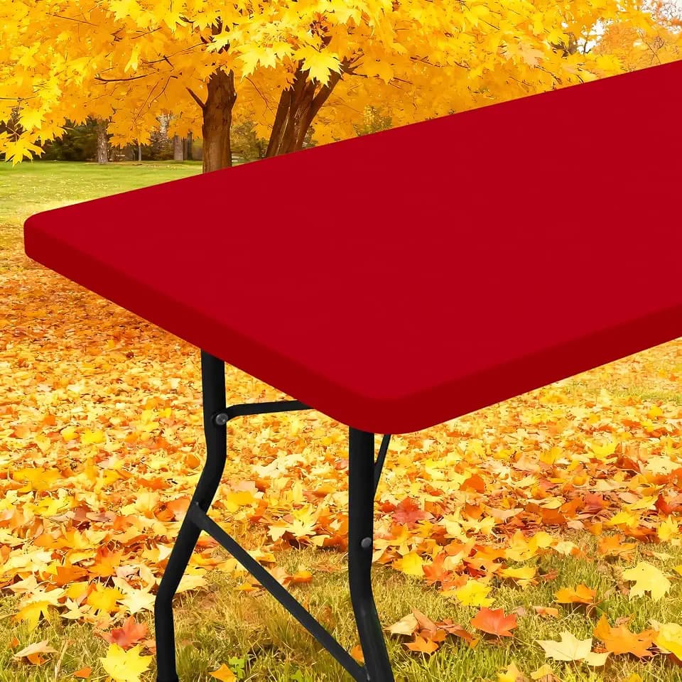 Smiry Elastic Fitted Polyester Tablecloths for 6 Foot Rectangle Tables