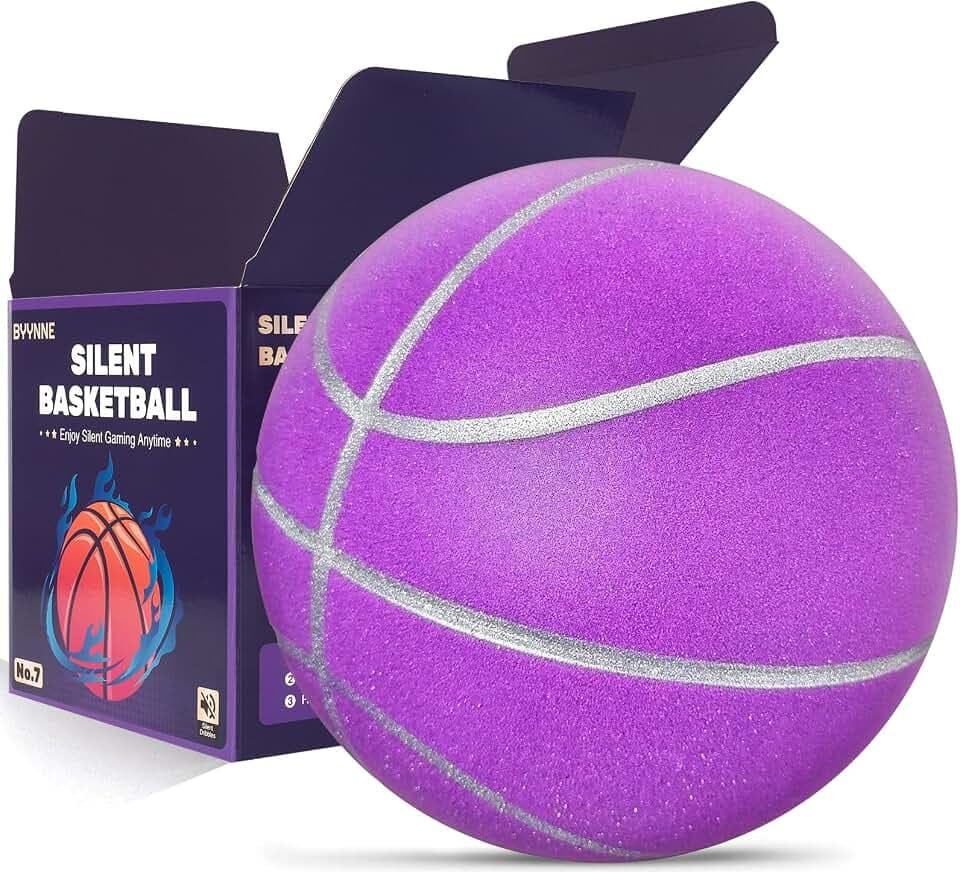 Silent Basketball Size 7 (29.5") – Noiseless Indoor Basketball for Quiet Dribbling and Indoor Training, Pro Grooved Airless PU Foam Basketball – Real Feel Higher Bounce Quieter