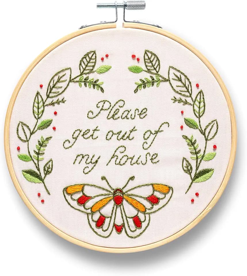 FUNATIC Please Get Out of My House Funny Embroidery Kit for Adults