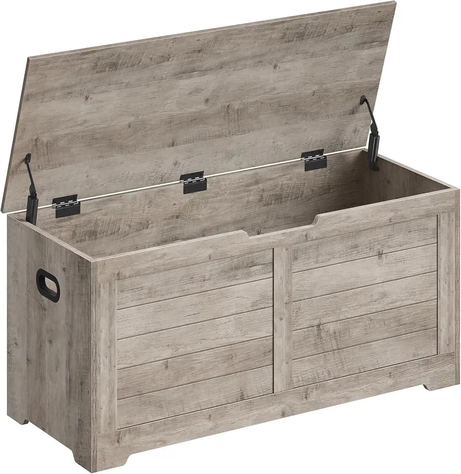 VASAGLE Storage Chest, 39.4 Inches Width Bench with 2 Safety Hinges