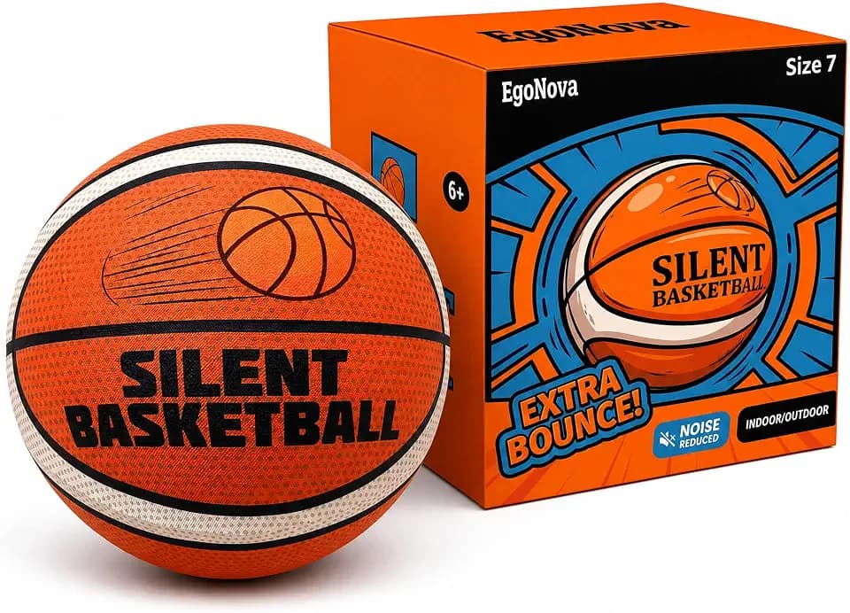 Size 7 Silent Basketball with Fabric Cover – Non-Slip PU Foam Ball, High Bounce & Real Feel, Quiet Indoor Training & Dribbling, for Adults & Kids