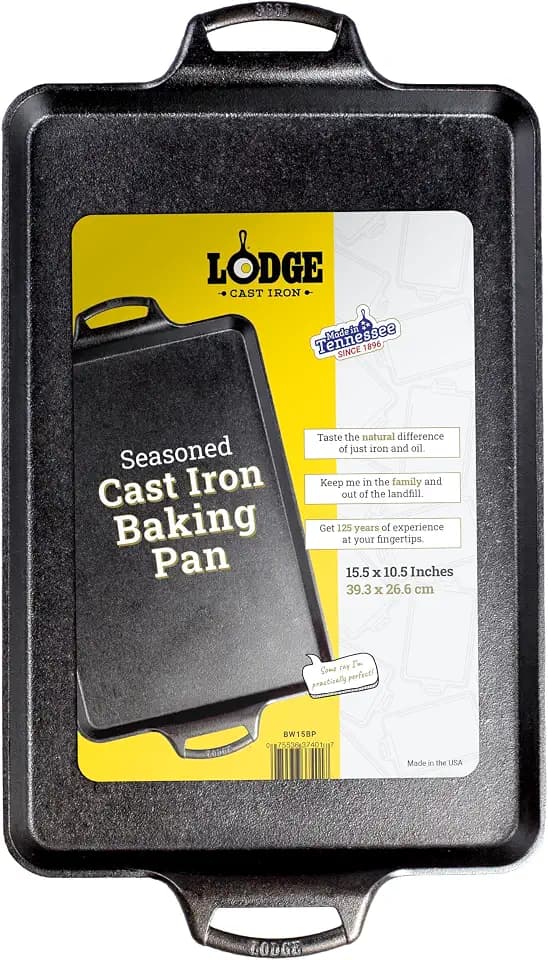 Lodge Pre-Seasoned Cast Iron Baking Pan, Rectangular, 15.5 x 10.5 Inches