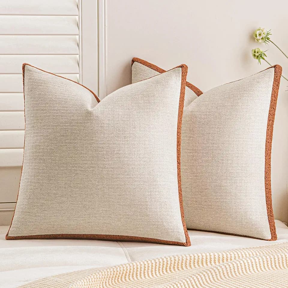 a moment Loop Yarn Linen-Like Pillow Cover Natural Soft Decorative Throw Pillow Case Farmhouse 18x18 Inch, Bohemian Textured Cushion Cover for Sofa Bed, Wrinkle-Resistant Home Decor Orange