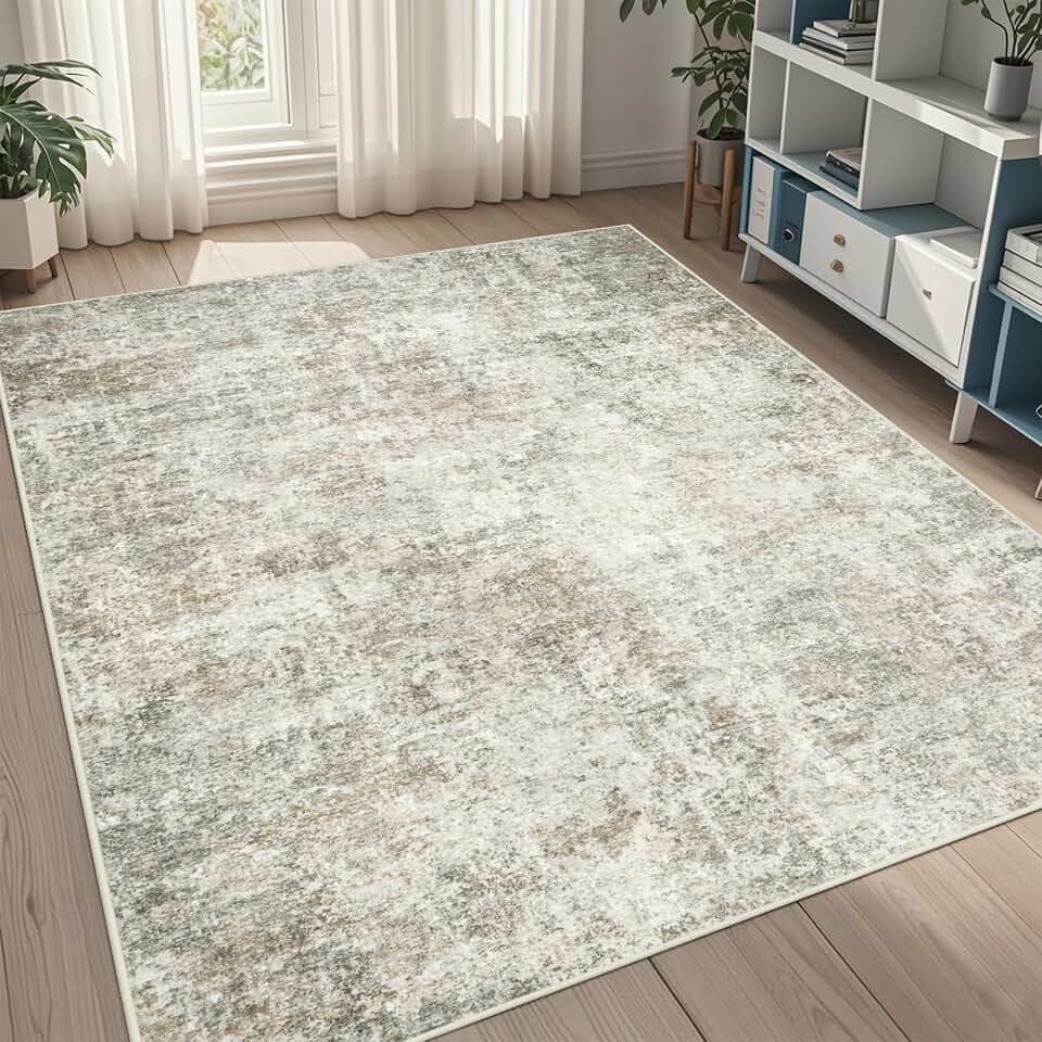 5x7 Area Rugs for Living Room Washable Bedroom Dining Room Beige Brown