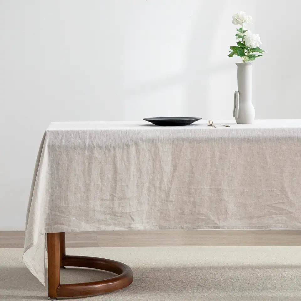 EVERLY100% Pure Linen Rectangle Tablecloths132Lx60WInch for Dining,Buffet Parties,Picnic,Events,Weddings and Restaurants,Decorative Halloween,Thanksgiving Machine Washable Tablecloths-Natural Linen