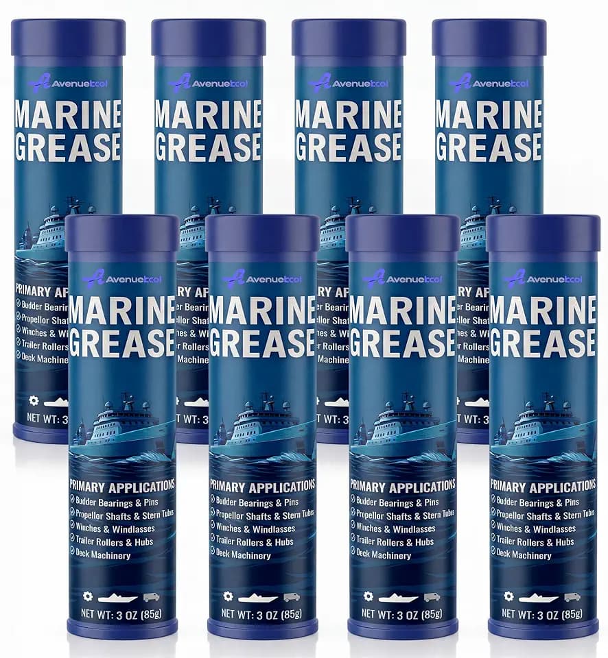8 Pack 3 oz Marine Grease Tube, Premium Marine Grade Grease, Waterproof High Temp (0°F - 500°F) Bearing Lube for Propeller Shafts, Rudder Bearings, Trailers & Boat Maintenance
